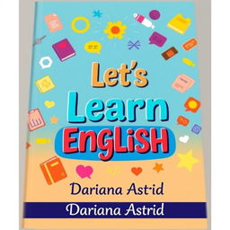 A large, creative book cover design for a language learning book designed for English learners