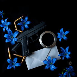A dramatic and suspenseful dark romance book cover featuring a black and blue background
