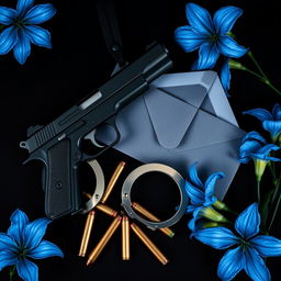 A dramatic and suspenseful dark romance book cover featuring a black and blue background