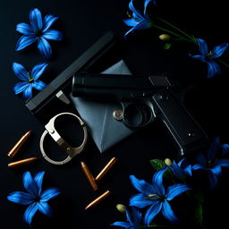 A dramatic and suspenseful dark romance book cover featuring a black and blue background