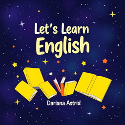 A creative and visually striking book cover design for a language learning book titled "Let's Learn English"