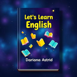 A creative and visually striking book cover design for a language learning book titled "Let's Learn English"