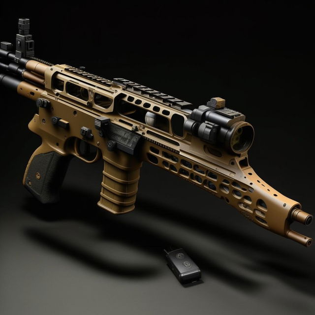 A medium-sized, modern gun used by special forces, highlighting its advanced technology and precise design.