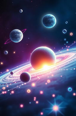 A visually captivating representation of various physics concepts, including gravity, electromagnetism, and quantum mechanics