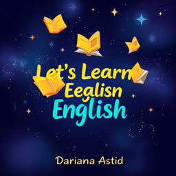 A creative and visually striking book cover design for a language learning book titled "Let's Learn English
