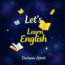A creative and visually striking book cover design for a language learning book titled "Let's Learn English