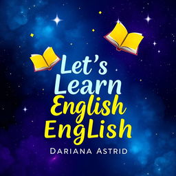 A creative and visually striking book cover design for a language learning book titled "Let's Learn English