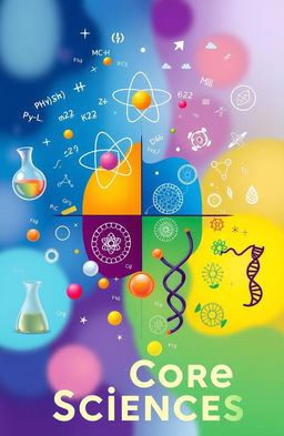 A visually captivating illustration representing the four core sciences: physics, math, chemistry, and biology