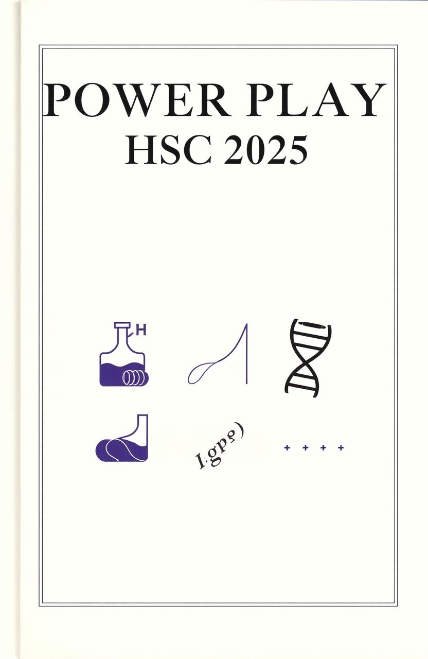 A classic academic book cover design for 'POWER PlAY HSC 2025', featuring a light color scheme