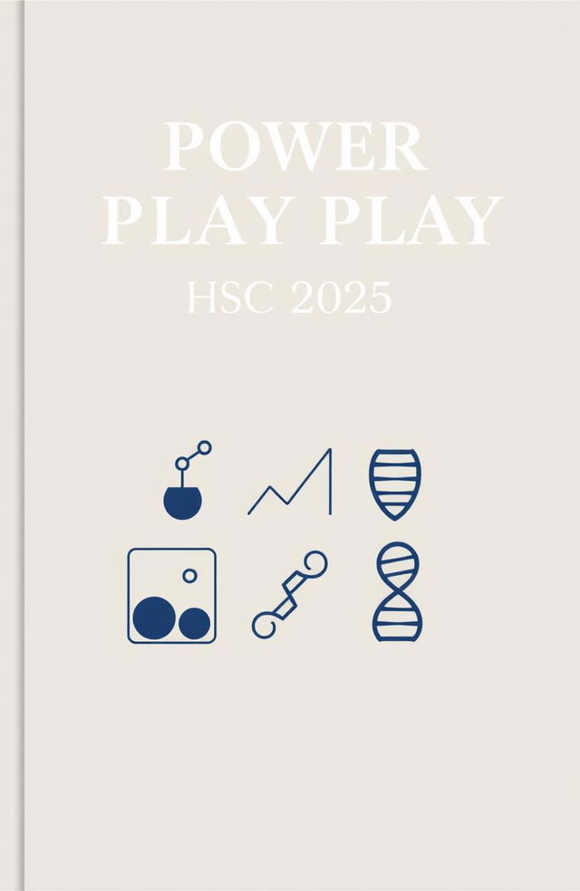 A classic academic book cover design for 'POWER PlAY HSC 2025', featuring a light color scheme