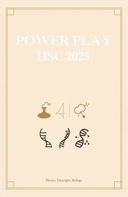 A classic academic book cover design for 'POWER PlAY HSC 2025', featuring a light color scheme