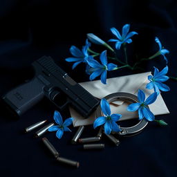 A dark romance book cover featuring a black and blue background