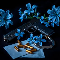 A dark romance book cover featuring a black and blue background