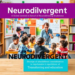 A visually striking book cover designed for a theme centered on a school for neurodivergent students, illustrating the role of educators in transforming education