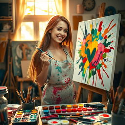 A vibrant and expressive scene capturing a person immersed in their creative process