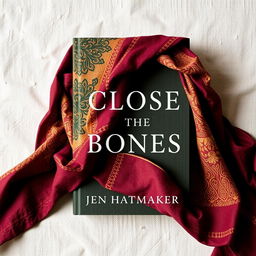 A captivating book cover design for 'Close the Bones' by Jen Hatmaker, featuring a stunning rebozo that elegantly wraps around the cover
