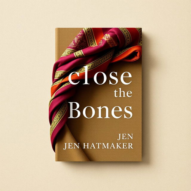 A captivating book cover design for 'Close the Bones' by Jen Hatmaker, featuring a stunning rebozo that elegantly wraps around the cover