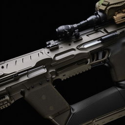 A contemporary special forces rifle, showcasing advanced technological features and precise design.