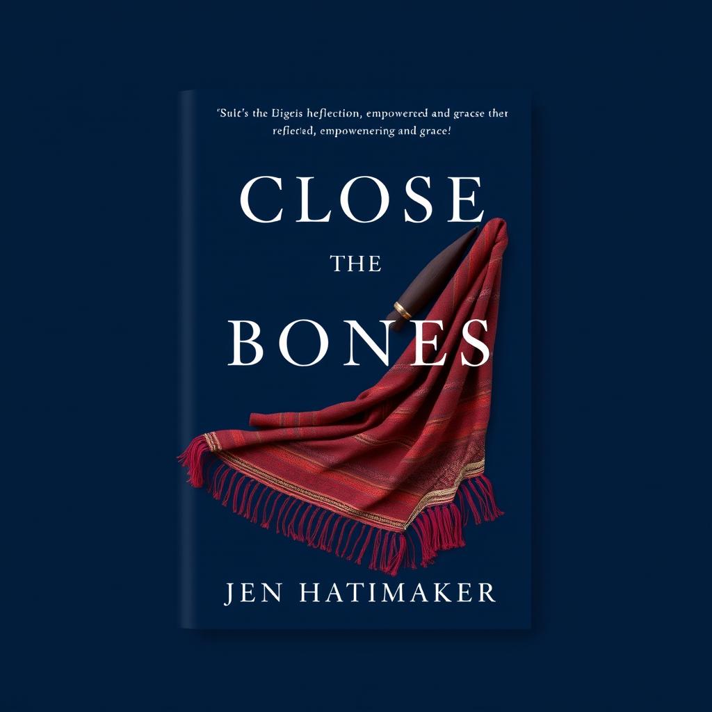 A book cover design for 'Close the Bones' by Jen Hatmaker, featuring a striking navy blue background with elegant white typography