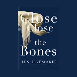 A book cover design for 'Close the Bones' by Jen Hatmaker, featuring a striking navy blue background with elegant white typography