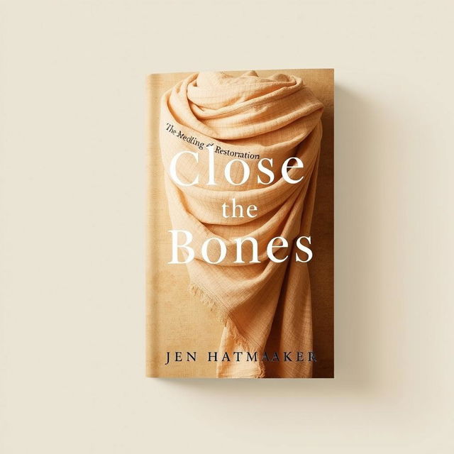 A book cover design for 'Close the Bones' by Jen Hatmaker, featuring a warm and inviting background with soft, earthy tones