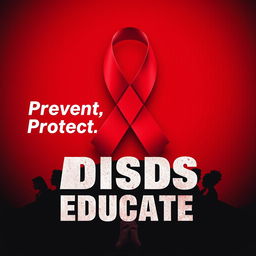 A striking awareness poster about AIDS, featuring a strong red ribbon, the universal symbol for AIDS awareness, prominently displayed in the center