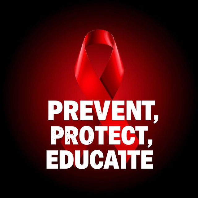 A striking awareness poster about AIDS, featuring a strong red ribbon, the universal symbol for AIDS awareness, prominently displayed in the center