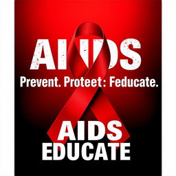 A striking awareness poster about AIDS, featuring a strong red ribbon, the universal symbol for AIDS awareness, prominently displayed in the center