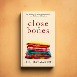 A book cover design for 'Close the Bones' by Jen Hatmaker, featuring a rich, textured background in soft, muted colors that evoke a sense of warmth and comfort