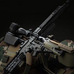 A contemporary special forces rifle, showcasing advanced technological features and precise design.