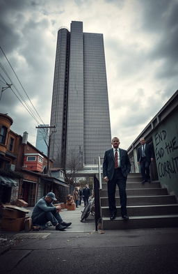 A powerful and evocative scene portraying the themes of corruption and poverty in the USA
