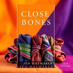 A book cover design for 'Close the Bones' by Jen Hatmaker, featuring a visually striking background in warm and inviting colors that evoke a sense of comfort