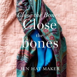 A book cover design for 'Close the Bones' by Jen Hatmaker, featuring a beautifully textured background in soft, inviting colors that create a sense of warmth