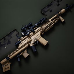 A contemporary special forces rifle, showcasing advanced technological features and precise design.