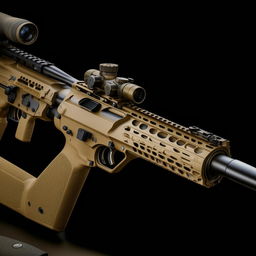 A SWAT team's rifle, highlighting its robust build, advanced features, and precise engineering.