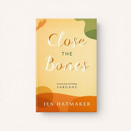 A book cover design for 'Close the Bones' by Jen Hatmaker, featuring a serene and inviting background with warm, earthy tones that evoke a sense of comfort and safety