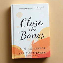 A book cover design for 'Close the Bones' by Jen Hatmaker, featuring a serene and inviting background with warm, earthy tones that evoke a sense of comfort and safety