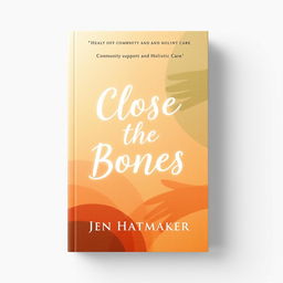 A book cover design for 'Close the Bones' by Jen Hatmaker, featuring a serene and inviting background with warm, earthy tones that evoke a sense of comfort and safety