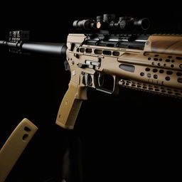 A SWAT team's rifle, highlighting its robust build, advanced features, and precise engineering.