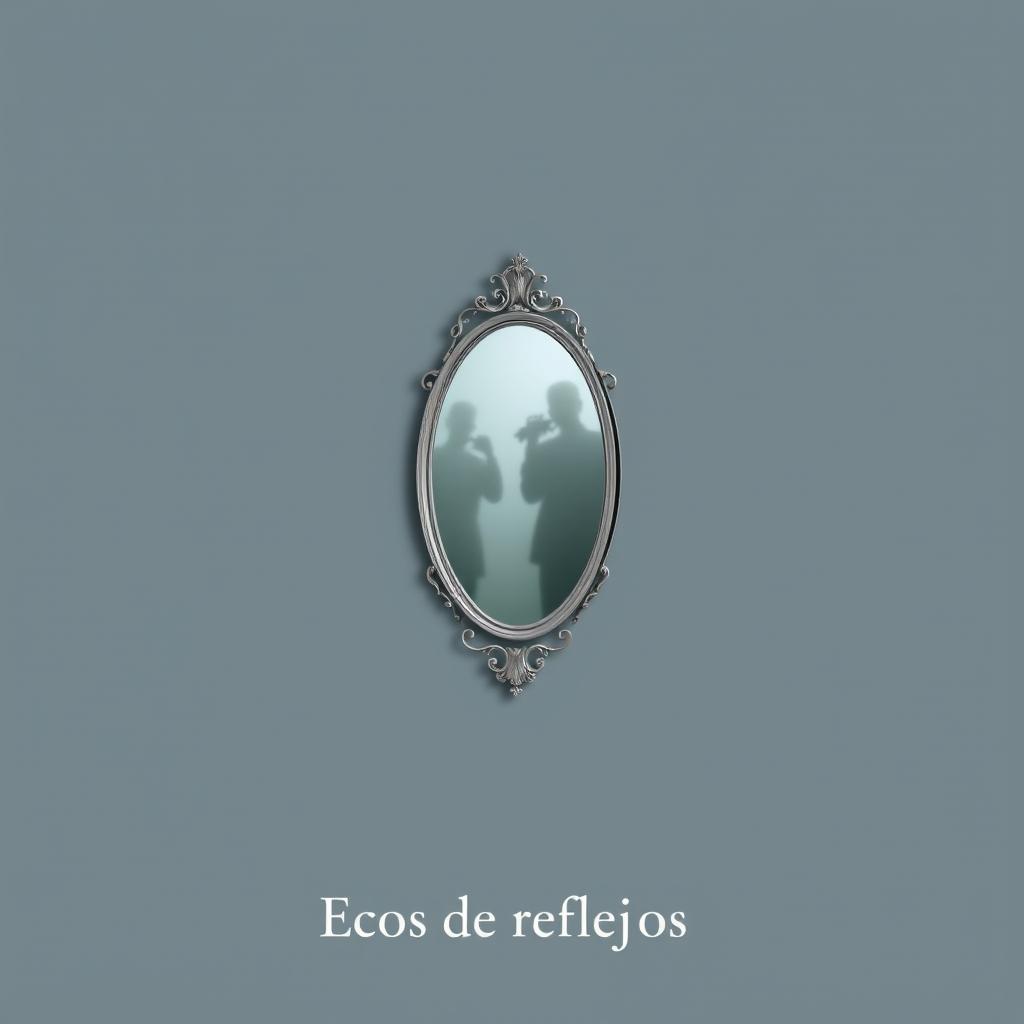 A minimalist cover design for the mystery novel 'Ecos de reflejos'