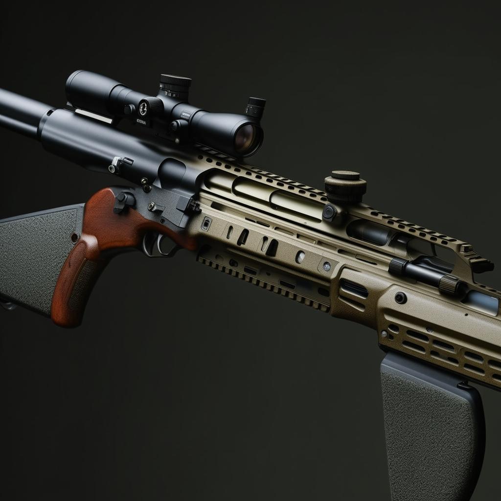 A SWAT team's rifle, highlighting its robust build, advanced features, and precise engineering.