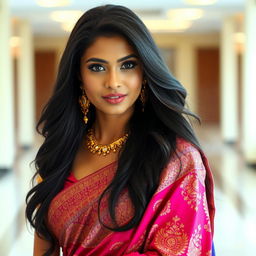 A stunning Indian woman with captivating beauty, radiating confidence and allure
