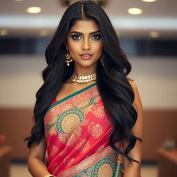 A stunning Indian woman with captivating beauty, radiating confidence and allure