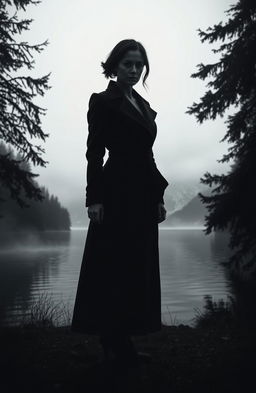 A moody and atmospheric scene set by an Austrian lake, with mist drifting over the water's surface