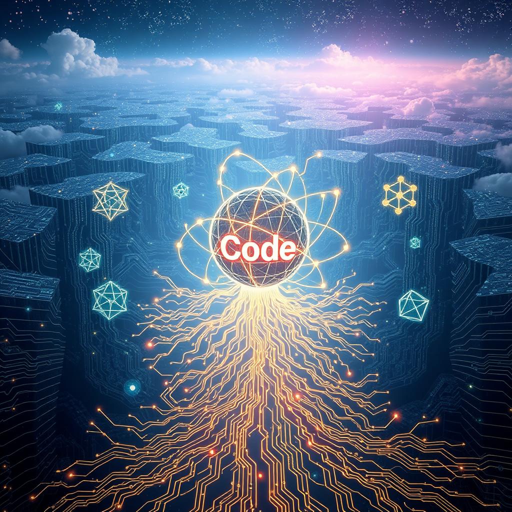 A captivating visual representation of "Genesis: The Code of Creation and Algorithms"