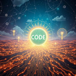 A captivating visual representation of "Genesis: The Code of Creation and Algorithms"