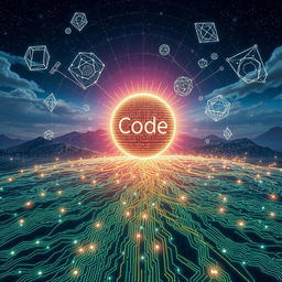 A captivating visual representation of "Genesis: The Code of Creation and Algorithms"