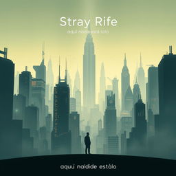 A visually engaging cinema poster for a dystopian futuristic city named Stray Rife, where artificial intelligence weaves through the urban fabric, creating an atmosphere of mystery and intrigue