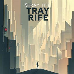 An intriguing cinema poster for a dystopian futuristic city named Stray Rife, deeply influenced by the concepts of artificial intelligence