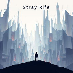 An intriguing cinema poster for a dystopian futuristic city named Stray Rife, deeply influenced by the concepts of artificial intelligence